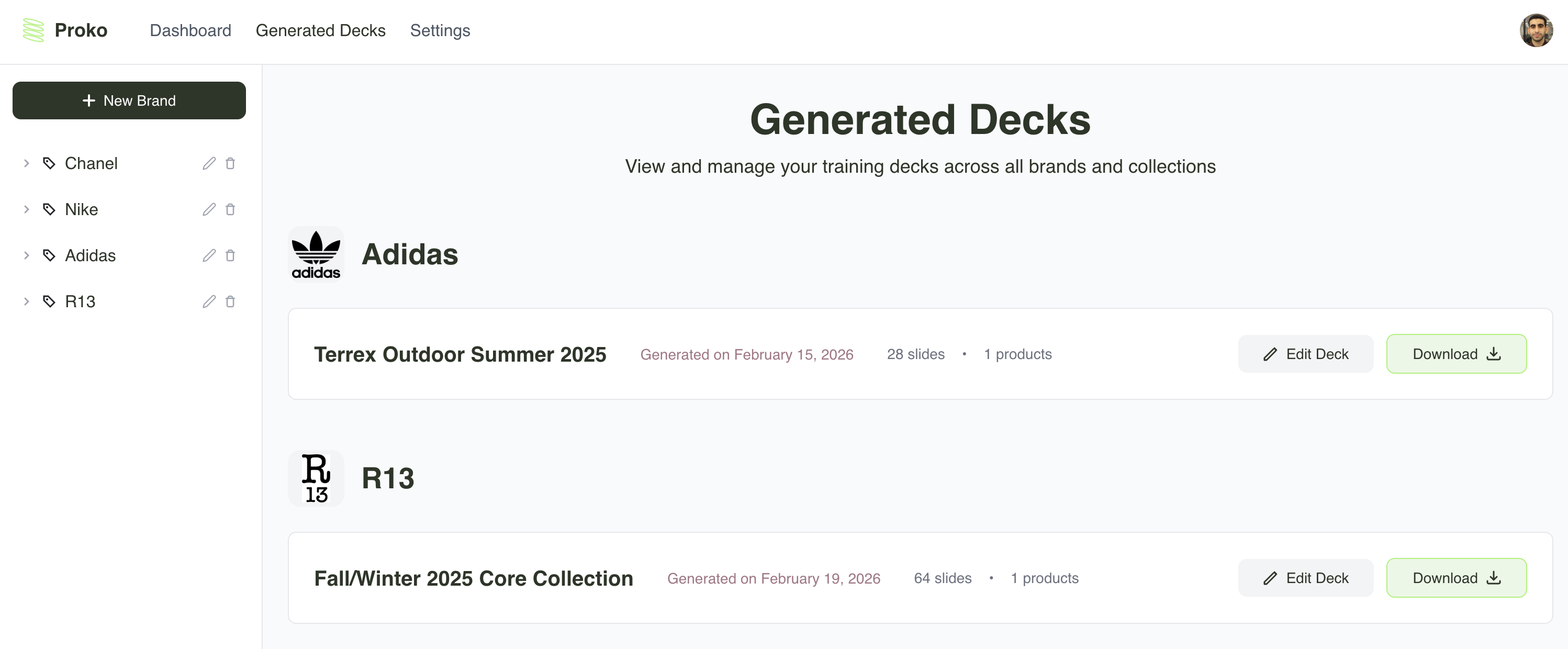 Generated training decks ready for download